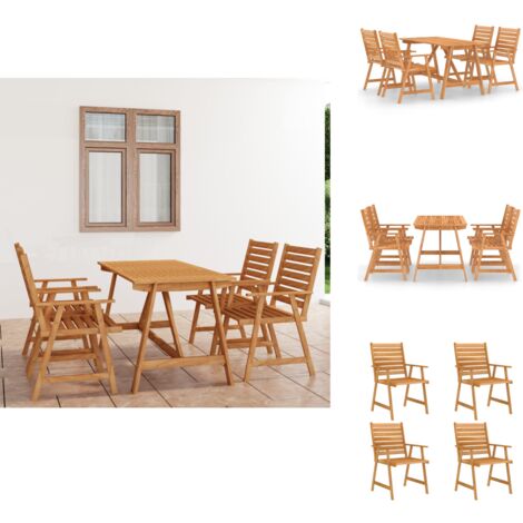 VidaXL 5-teilige Gartentischgruppe Aus Akazienholz & Metall - Schwarz