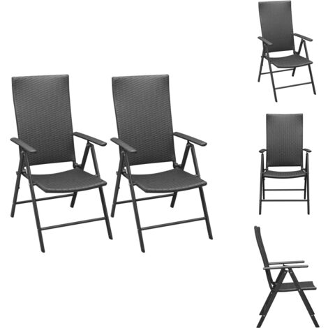 Stapelbare Gartenstühle 2 Stk. Poly Rattan Schwarz Gartensessel