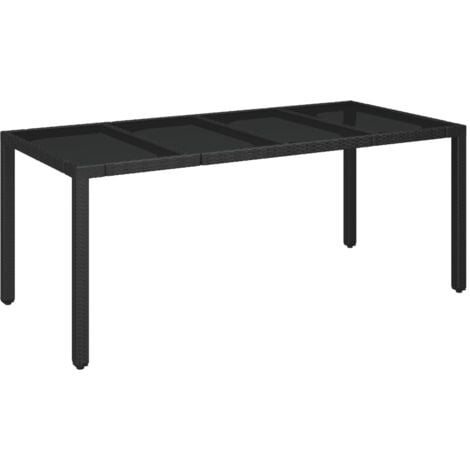Gartentische Living Gartentisch mit Glasplatte Schwarz 190x90x75 cm