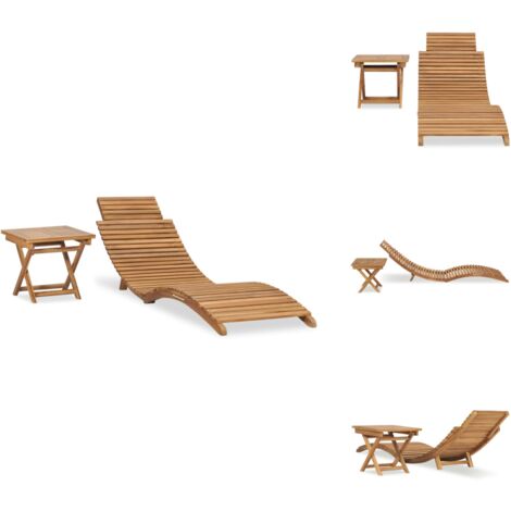 Klappbare Sonnenliege mit Tisch Massivholz Teak HolzSonnenliege