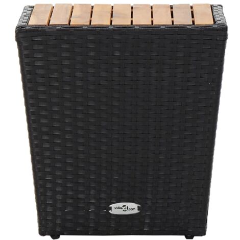 Beistelltisch Schwarz 41,5×41,5×43 cm Poly Rattan & Massivholz - Gartentisch - Beistelltisch - Balkontisch - Terrassenmöbel - Rattan Möbel