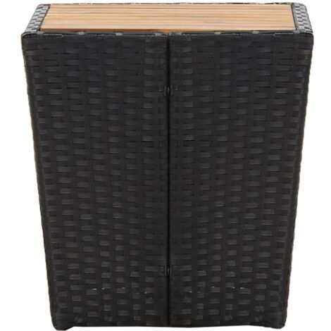 Beistelltisch Schwarz 41,5×41,5×43 cm Poly Rattan & Massivholz - Gartentisch - Beistelltisch - Balkontisch - Terrassenmöbel - Rattan Möbel