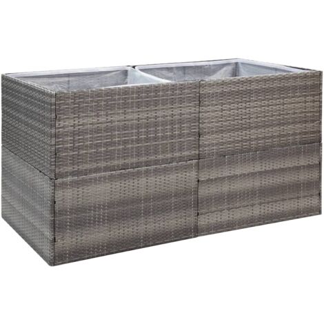 Pflanzkübel Grau 157x80x80 cm Poly Rattan Pflanzkübel Blumentopf