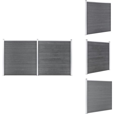 Gartenzaun WPC 353×186 cm Grau Gartenzaun WPC Zaun Grauer Zaun