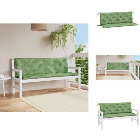 GartenbankAuflagen 2 Stk. Blattmuster 150x50x7 cm Stoff Gartenbank