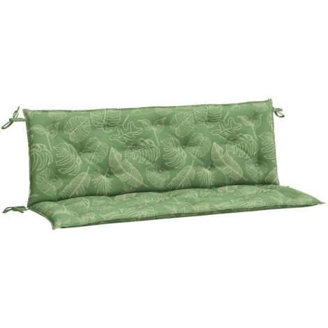 GartenbankAuflagen 2 Stk. Blattmuster 150x50x7 cm Stoff Gartenbank