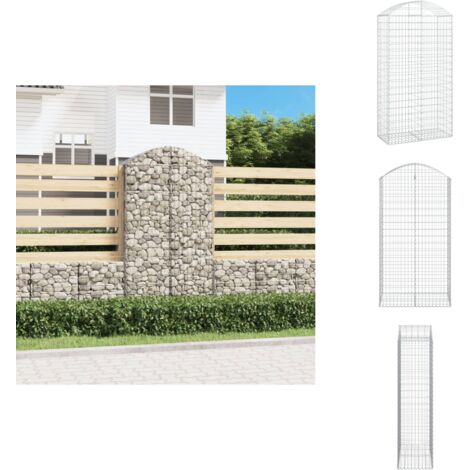 Gabione mit Hochbogen 100x50x180/200 cm Verzinktes Eisen Gabionenkorb