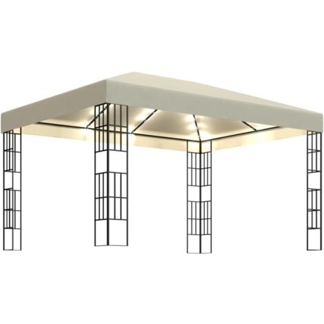 Pavillon mit LEDLichterkette 3x4 m Cremeweiß Pavillon