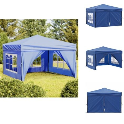 Partyzelt Faltbar mit Seitenwänden Blau 3x3 m OutdoorZelt