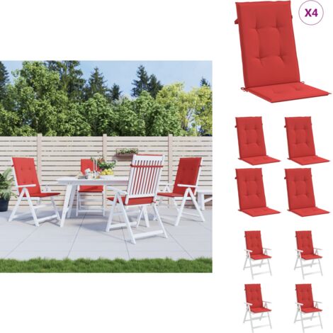 Gartenstuhlauflagen für Hochlehner 4 Stk. Rot 120x50x3 cm Stoff