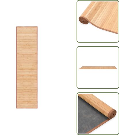 Teppich Bambus 80x300 cm Braun - Bambus Teppich - Naturfaser Teppich -  Wohnraum Teppich - Flur Teppich - Rutschfeste Matte