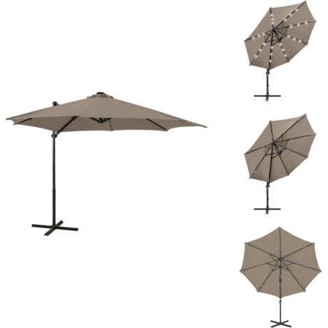 Ampelschirm mit LEDBeleuchtung 300 cm Taupe Sonnenschirm Markise