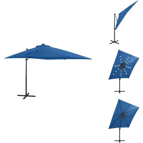 Ampelschirm mit LEDBeleuchtung 250 cm Azurblau Sonnenschirm