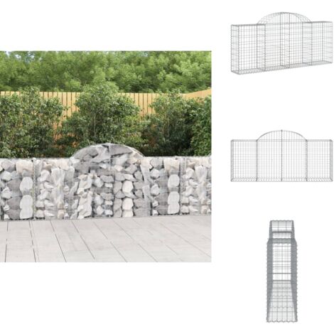 Gabione mit Hochbogen 200x30x80/100 cm Verzinktes Eisen Gabionenkorb