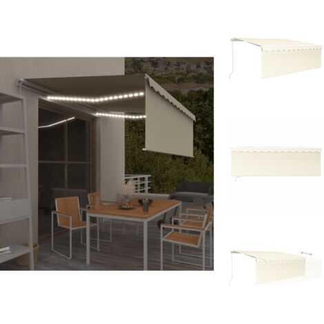 Markisen Living Markise Manuell Einziehbar mit Rollo & LED 4x3 m Creme