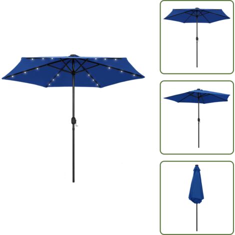 Sonnenschirm mit LED-Beleuchtung und Alu-Mast 270 cm Azurblau - Sonnenschirm - Gartenmöbel - Outdoor Möbel - Poolparty - Terrasse (1/5)