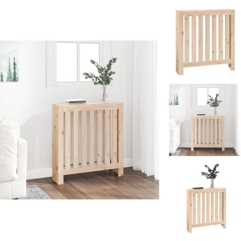 Heizkörperverkleidung Aus Kiefernholz – 108,5x19x84 Cm, Weiß, Mit Lamellen & Ablagefläche, Landhausstil