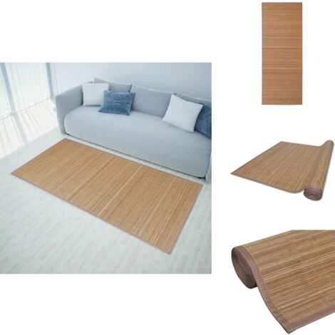 Teppich Bambus 100 x 160 cm Braun - Bambus Teppich - Wohnzimmer Teppich -  Naturfaser Teppich - Rutschfeste Matte - Bodenbelag