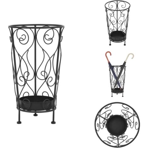 Dokiiovo Schirmständer Aus Stahl - Regenschirm Halter Mit Ablaufschale 30x15x60cm Schwarz