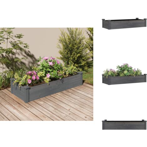 Hochbeet mit Einsatz Grau 120x45x25 cm Massivholz Tanne Hochbeet