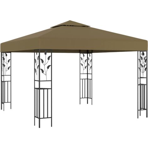 Pavillon mit LEDLichterkette 3x3 m Taupe Gartenzauber Pavillon