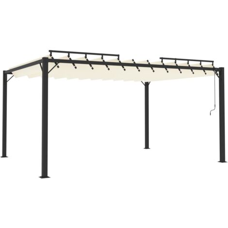 Pergola mit Lamellendach 3x4 m Creme Stoff und Aluminium Pergola