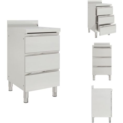 KOIECETA Gastro-Küchenschrank Mit 3 Schubladen – Edelstahl Arbeitstisch 50x60 Cm