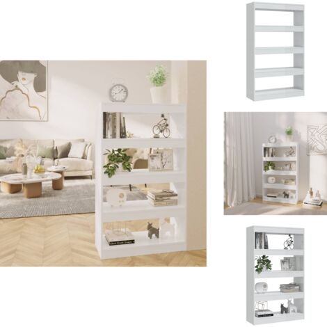 Bücherregal/Raumteiler HochglanzWeiß 80x30x135cm Holzwerkstoff