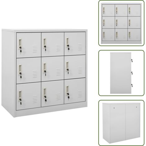 Schließfachschrank Mit 4 Fächern – Hellgrau/Blau, Stahl, 90x45x92,5 Cm