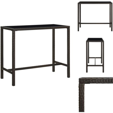 GartenBartisch Braun 130x60x110 cm Poly Rattan und Glas Gartentisch