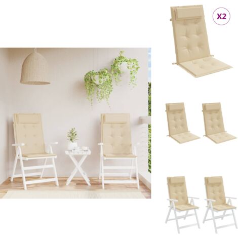 Sitzpolster Living HochlehnerAuflagen 2 Stk. Beige OxfordGewebe