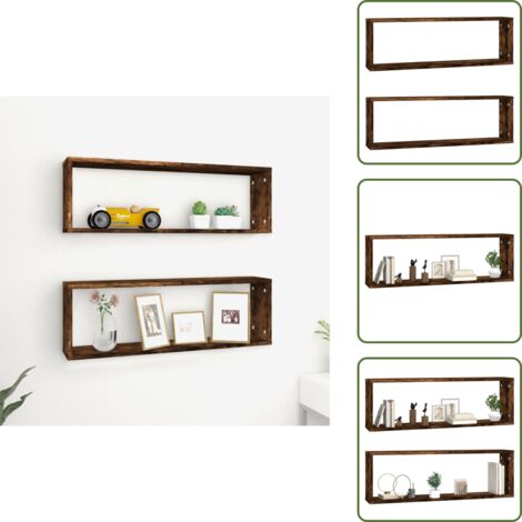 Wandregale 2 Stk. Räuchereiche 80x15x26,5 cm Holzwerkstoff - Wandregal - Holzregal - Wohnraum Deko - Möbel Online Kaufen - Badezimmer Organisation (1/5)