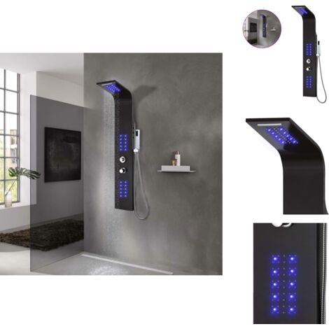 DASAN Regenduschsystem Mit 4 Düsen & Handbrause – Massage-Dusche, Mattschwarz, Inkl. Ventil