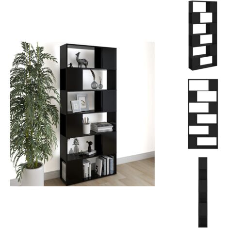 The Living Store Bücherregal Raumteiler Schwarz 80x24x186 cm Holzwerkstoff - Raumteiler