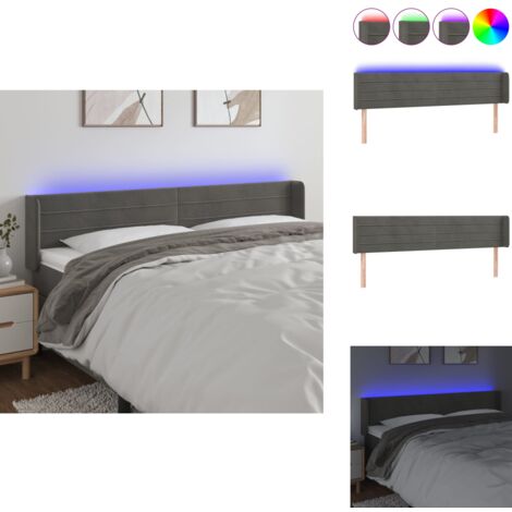 Xichuzi Kopfteil Samt Dunkelgrau 200cm - LED Bettrückwand Höhenverstellbar