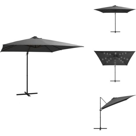 Ampelschirm mit LEDBeleuchtung StahlMast 250x250 cm Anthrazit