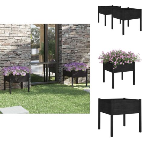 Blumentöpfe & Pflanzgefäße Living Pflanzkübel 2 Stk. Schwarz 70x70x70