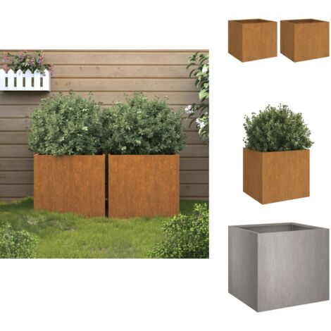 Cortenstahl Pflanzkübel 2er Set - 32x30x29 Cm, Rustikal & Wetterfest