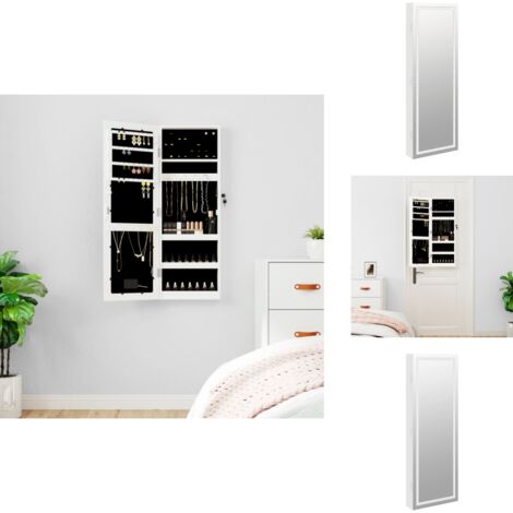 UISEBRT Spiegel Schmuckschrank 161cm - 360° Drehbar Mit LED Beleuchtung Weiß