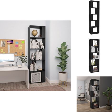 Bücherregal/Raumteiler Schwarz 45x24x159 cm Holzwerkstoff Bücherregal