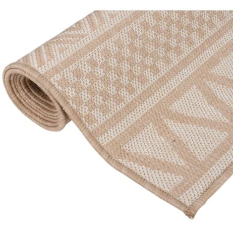 OutdoorTeppich Flachgewebe 140x200 cm Braun Gestreift Outdoor