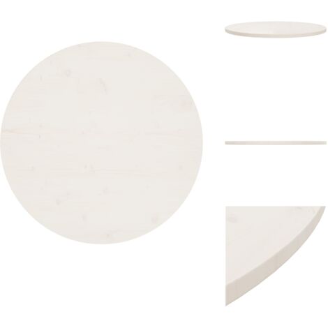 Tischplatte Weiß Ø80x2,5 cm Massivholz Kiefer Runde Tischplatte