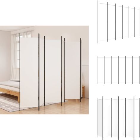 6-tlg. Paravent Weiß 300x200 cm Stoff - Paravent - Raumteiler - Zimmerabtrennung - Wohnraumgestaltung - Sichtschutz