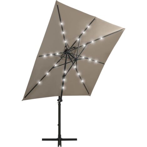 Ampelschirm mit LEDBeleuchtung 250 cm Taupe Sonnenschirm