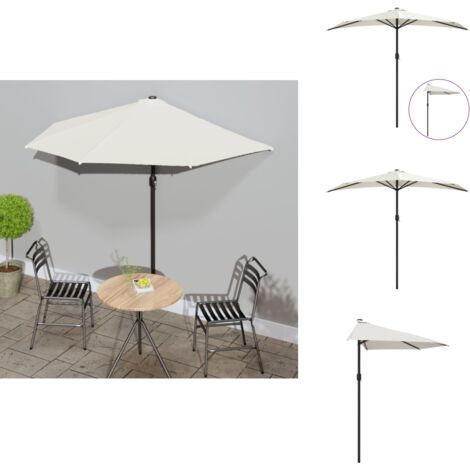 BalkonSonnenschirm mit AluMast Sandfarben 270x144 cm Halbrund