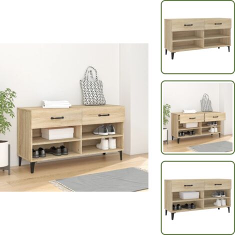 Schuhschrank Sonoma-Eiche 102x35x55 cm Holzwerkstoff - Schuhschrank - Holzwerkstoffmöbel - Garderobe - Schuhregal - Wohnzimmer Deko (1/5)
