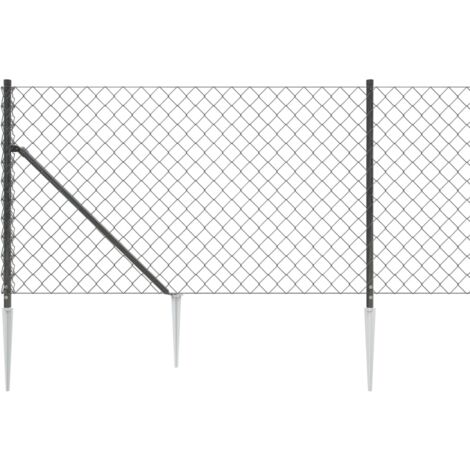Maschendrahtzaun mit Erdspießen Anthrazit 1x10 m Maschendrahtzaun