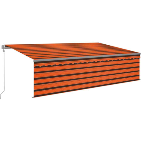 Markise Automatisch mit Rollo LED Windsensor 5x3m Orange Braun