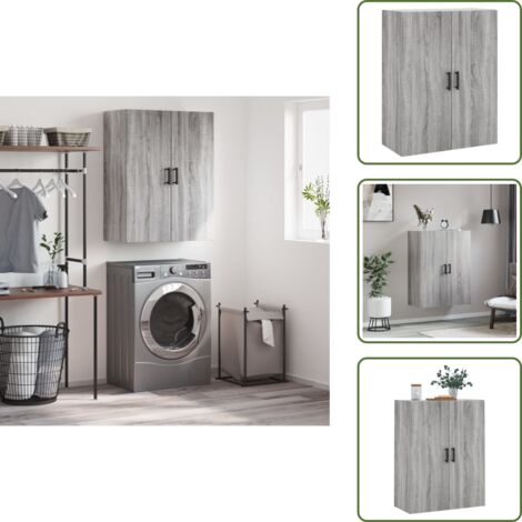 Wandschrank Grau Sonoma 69,5x34x90 cm - Sideboard - Holzschranksystem - Regal - Aufbewahrungsschrank - Garderobe (1/5)