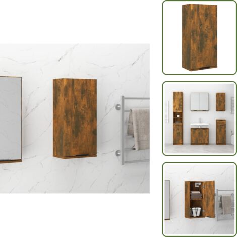 Wand-Badschrank Räuchereiche 32x20x67 cm - Badezimmermöbel - Wandschrank - Badschrank - Spiegelschrank - Holzwerkstoff (1/5)